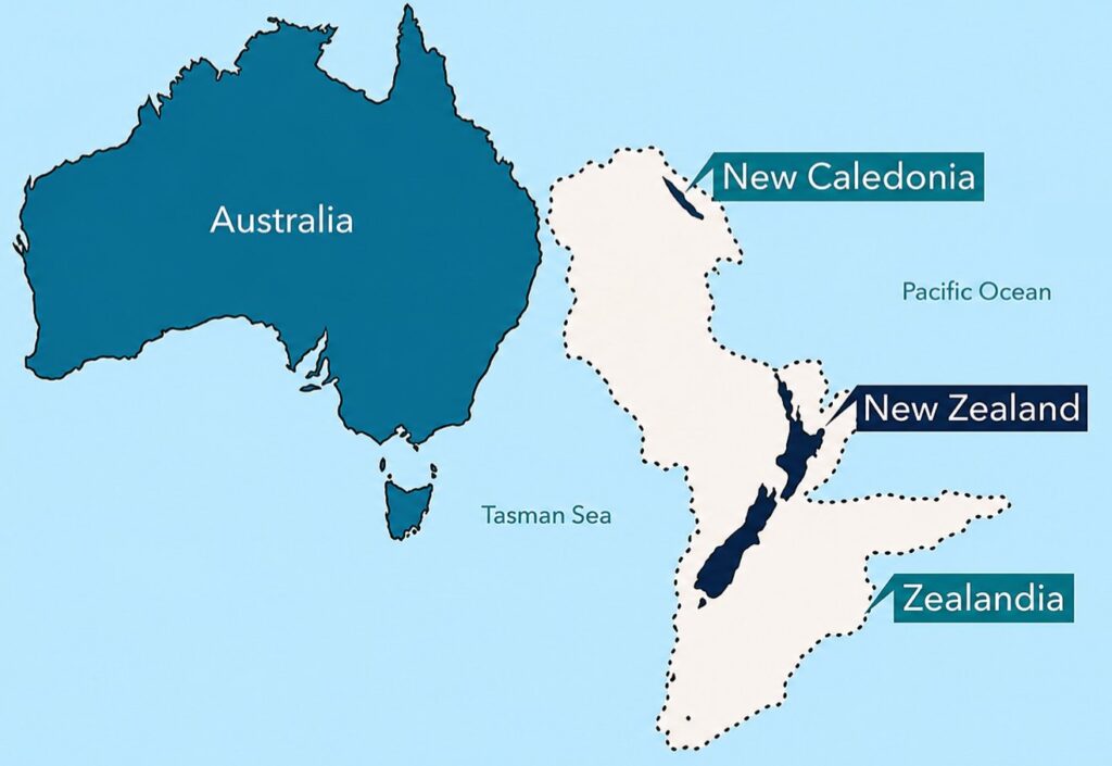 zealandia not under water